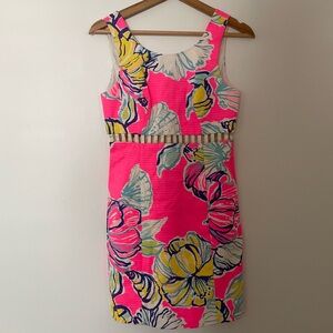 Lilly Pulitzer Iggy Kir Royal Pink Swept By The Tides Cut Out Waist Shift Dress